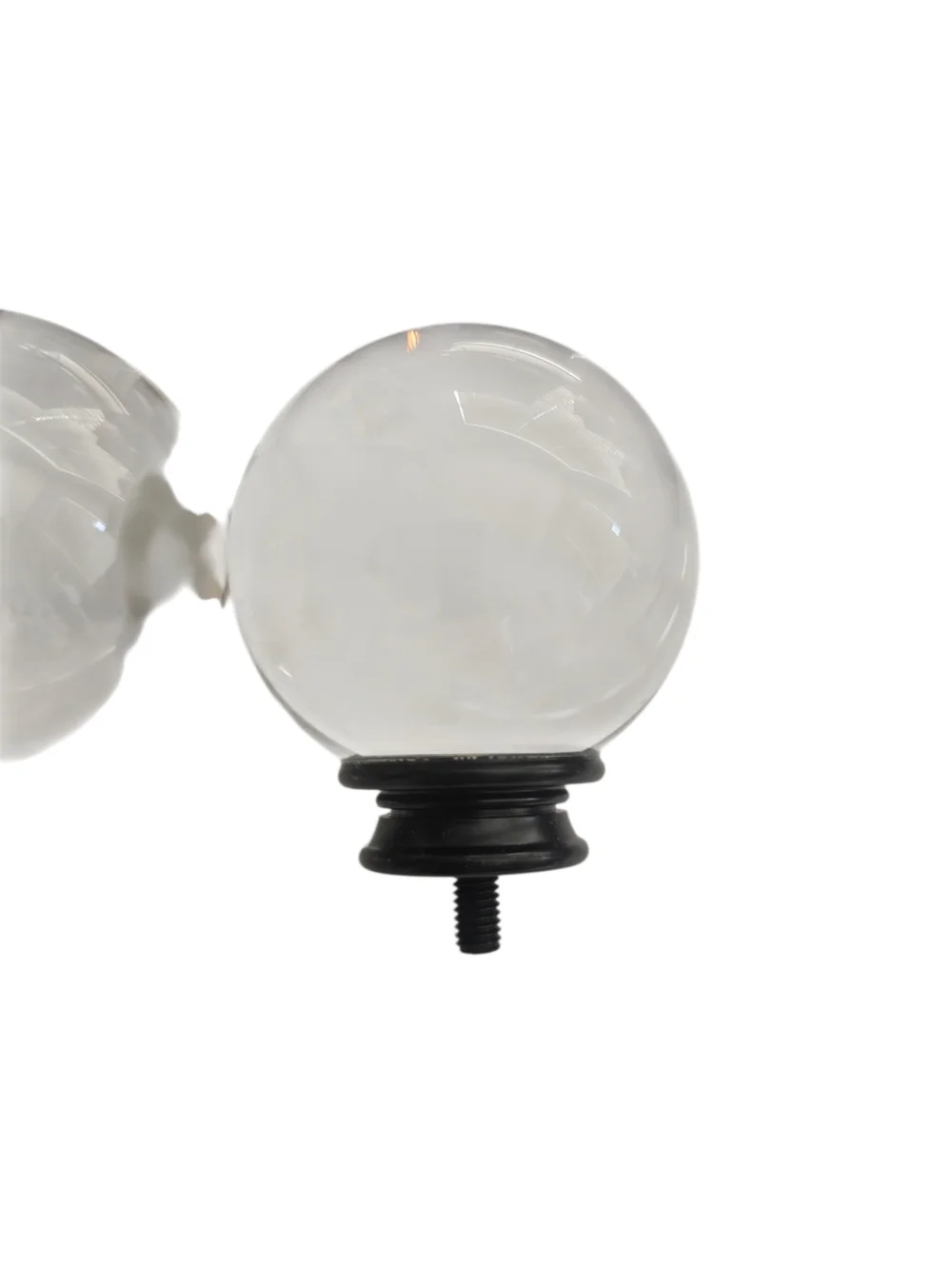 Pottery Barn Glass Ball Curtain Rod Finials Clear Globe Antique Bronze 1/4